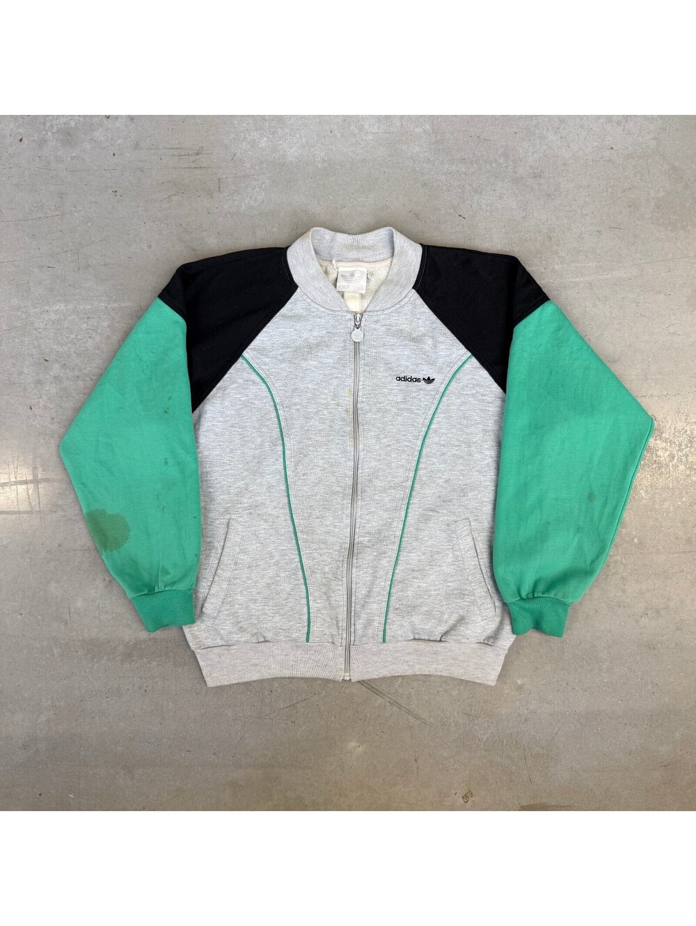 Vintage 80s adidas Sportswear Flawed Full Zip Sweatshirt Large